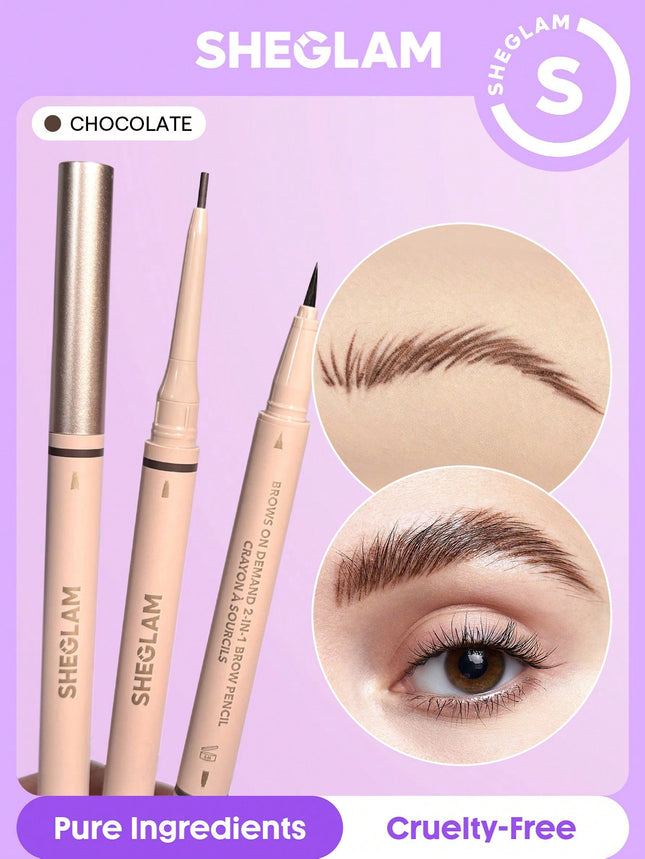 SHEGLAM Brows On Demand 2-In-1 Brow Pencil - Chocolate