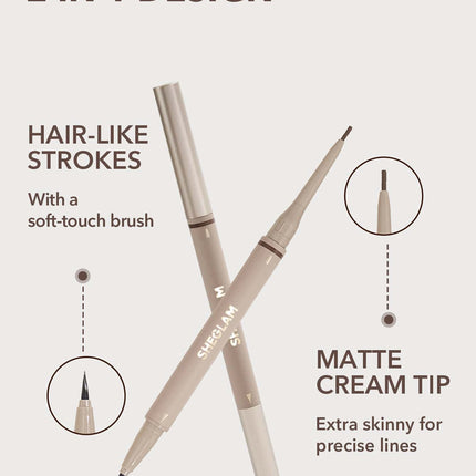 SHEGLAM Brows On Demand 2-In-1 Brow Pencil - Espresso  Waterproof Liquid Eyebrow Pen