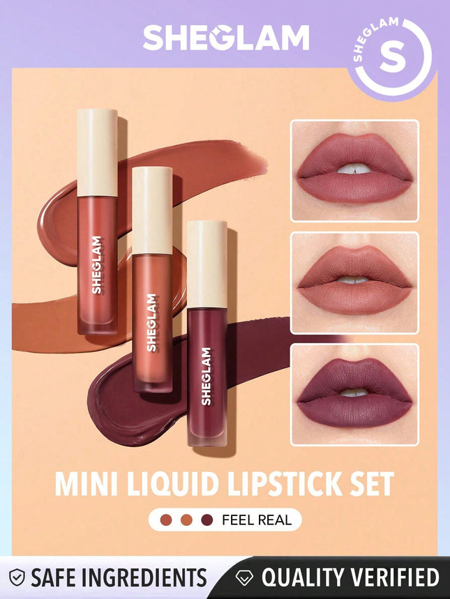 SHEGLAM Matte Allure Mini Liquid Lipstick Set - Feel Real