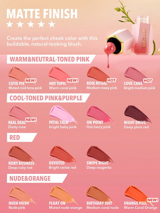 SHEGLAM Color Bloom Liquid Blush Matte Finish-Love Cake 
