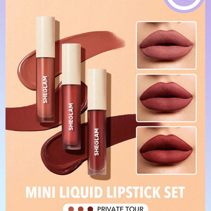 SHEGLAM Matte Allure Mini Liquid Lipstick Set-Private Tour 3 Pcs/Set Long Lasting  Lipstick