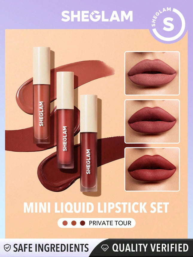 SHEGLAM Matte Allure Mini Liquid Lipstick Set-Private Tour 3 Pcs/Set Long Lasting  Lipstick