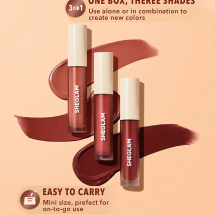 SHEGLAM Matte Allure Mini Liquid Lipstick Set-Private Tour 3 Pcs/Set Long Lasting  Lipstick