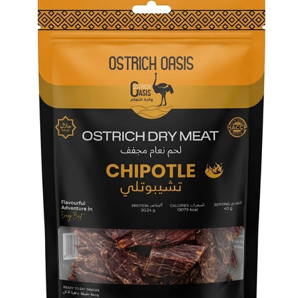 Ostrich Oasis, Ostrich Dry Meat, Chipotle Flavour, 40g Pack