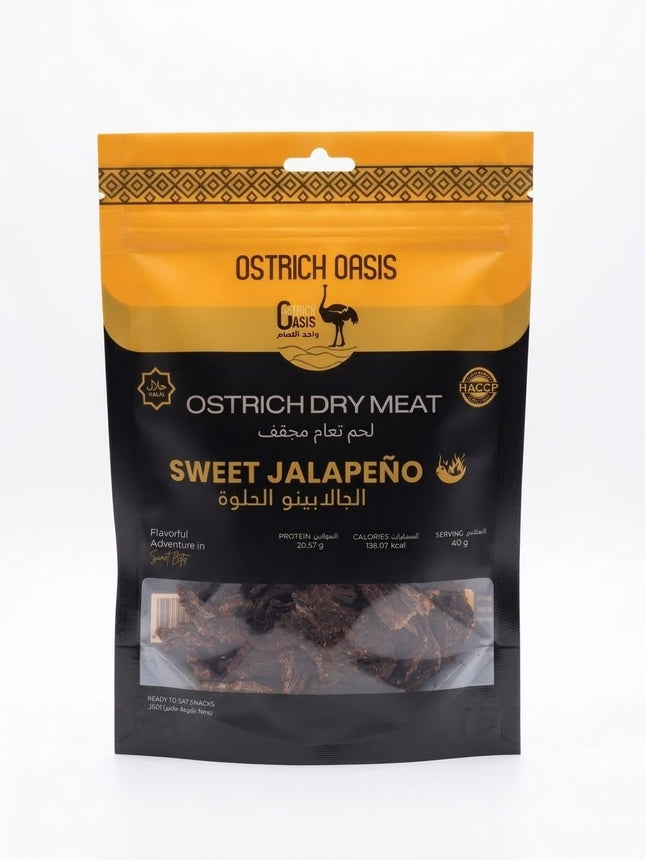 Ostrich Oasis, Ostrich Dry Meat, Sweet Jalapeno flavor, 40 g