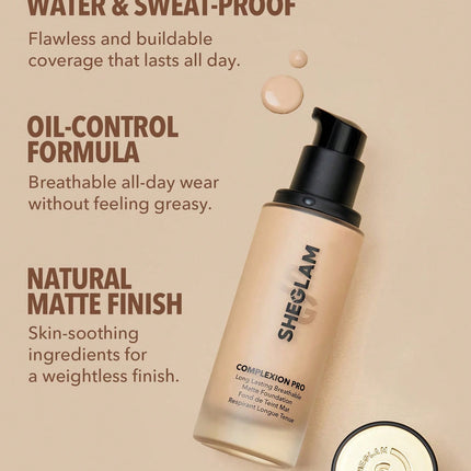 SHEGLAM Complexion Pro Long Lasting Breathable Matte Foundation-Sand