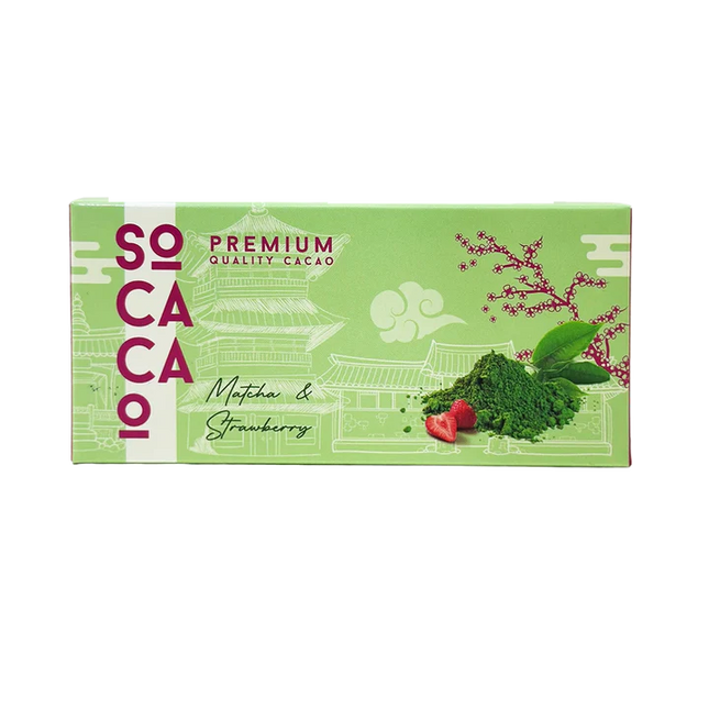 So Cacao Premium Matcha and Strawberry Milk Chocolate Bar