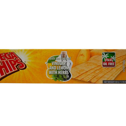 Mega Chips Natural Potato Chips With Vinegar And Lemon Flavor 50g