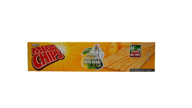 Mega Chips Natural Potato Chips With Vinegar And Lemon Flavor 50g