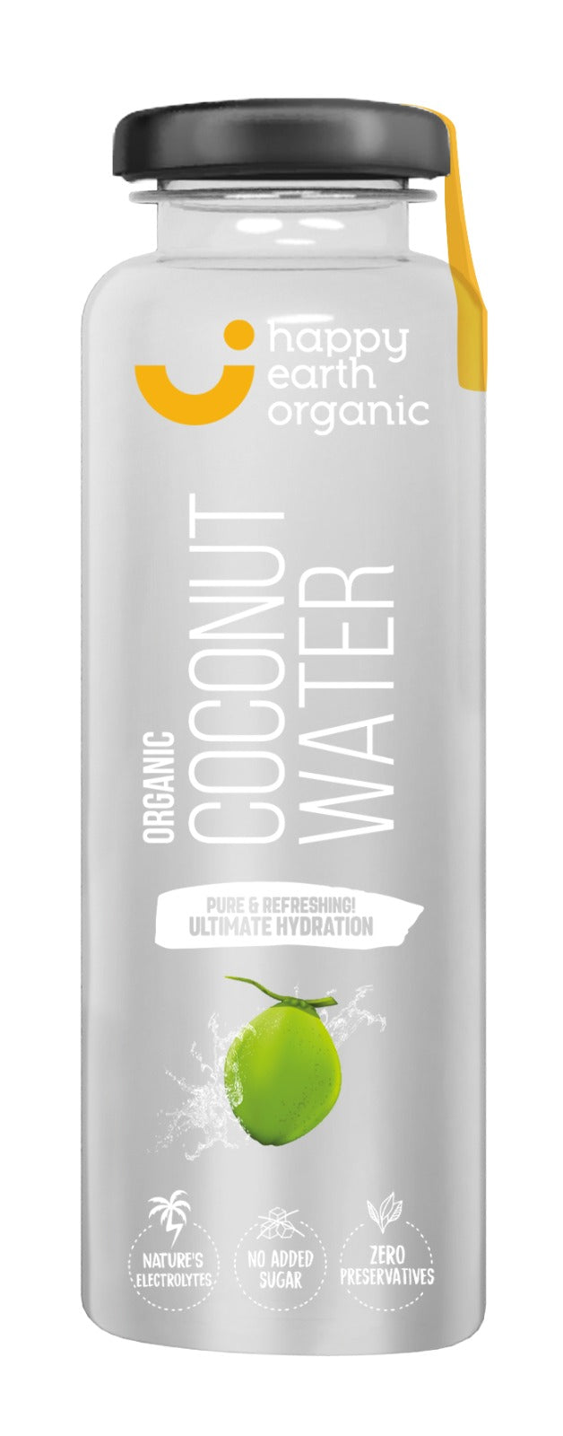 Happy Earth Organic Coconut Water, 350ml, Glass Bottle