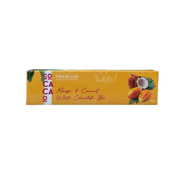 Socacao Mango & Coconut White Chocolate Bar 40g