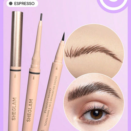 SHEGLAM Brows On Demand 2-In-1 Brow Pencil - Espresso  Waterproof Liquid Eyebrow Pen