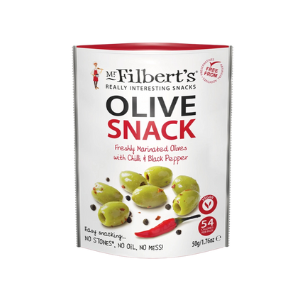 Mr Filbert's Olive Snack Marinated Olives with Chili & Black Pepper