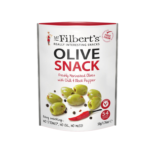 Mr Filbert's Olive Snack Marinated Olives with Chili & Black Pepper